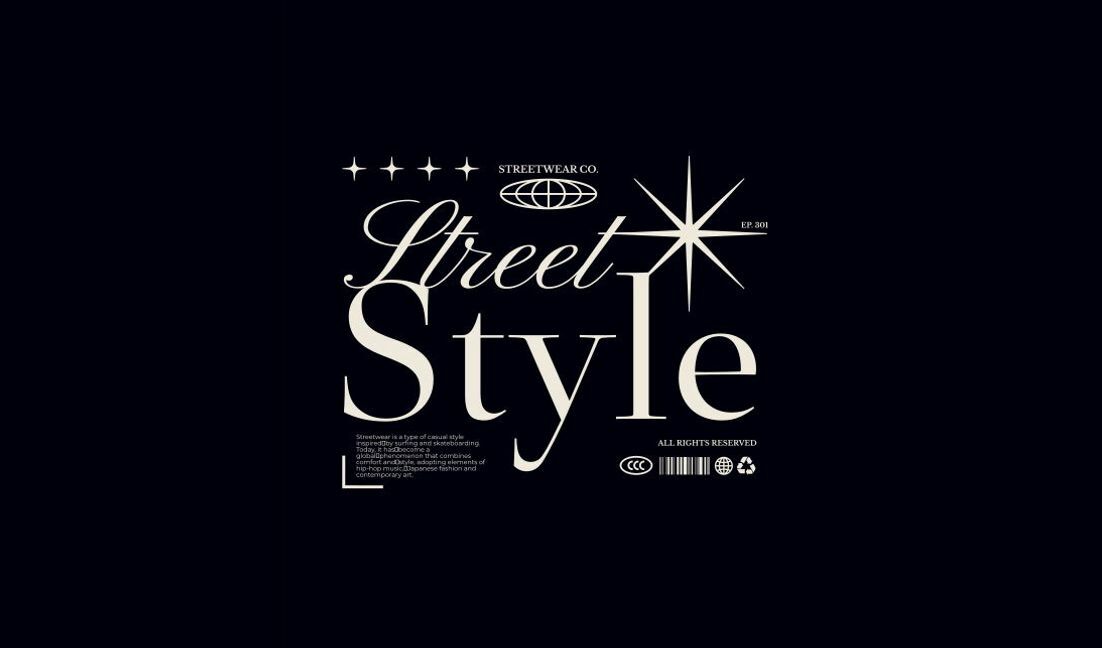 Stilvolles Streetwear-Design mit kräftiger Typografie T-Shirt-Designvorlage