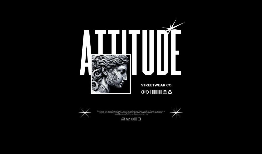 Stylish streetwear graphic design featuring attitude theme t-shirt design template