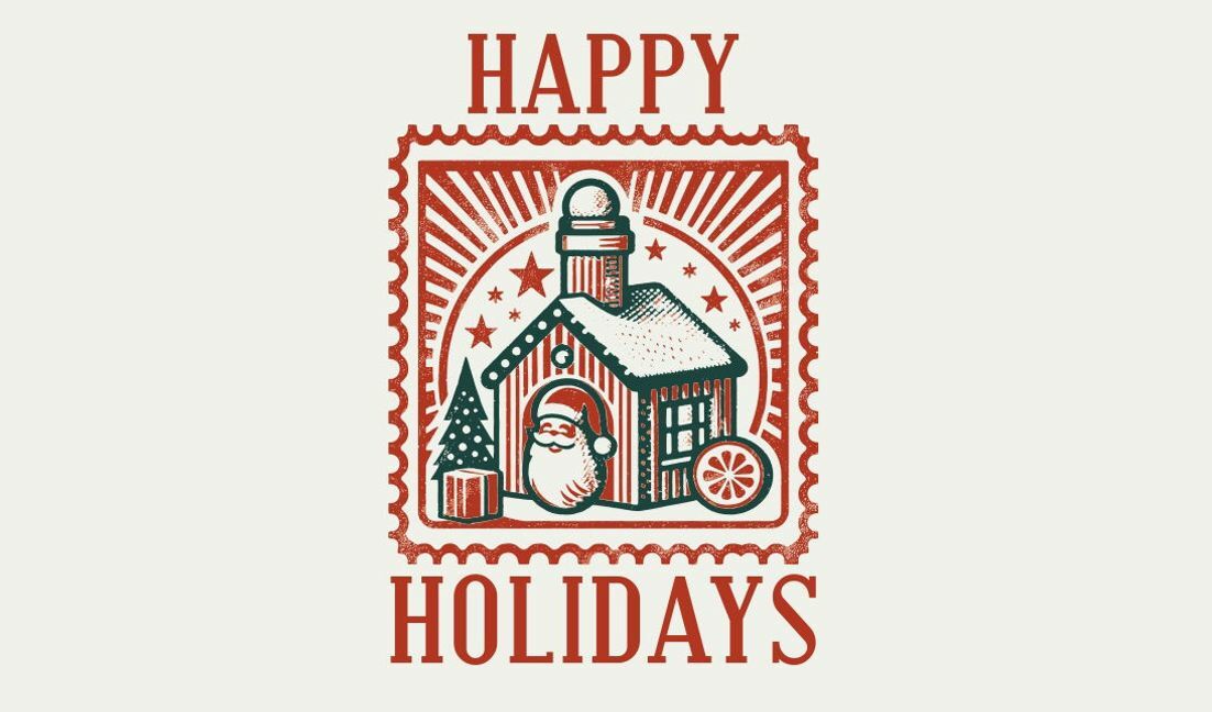 Vintage holiday stamp design t-shirt design template