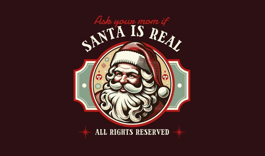 Whimsical santa claus graphic design t-shirt design template