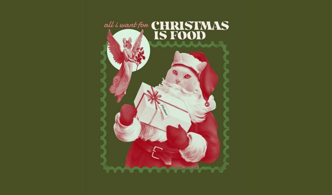 Skurriles Weihnachtskatzen-Design T-Shirt-Designvorlage