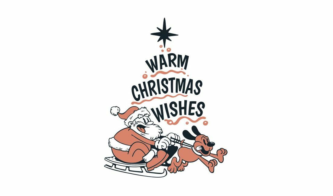 Playful santa claus and dog christmas design t-shirt design template