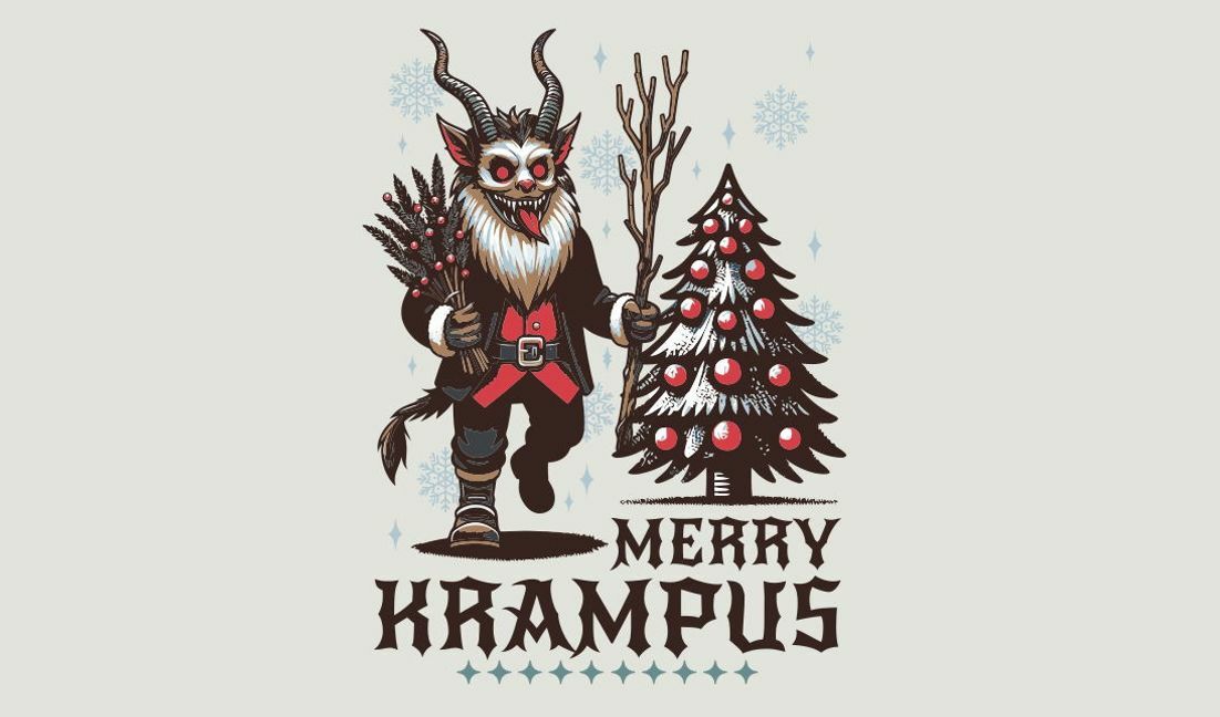 Playful krampus holiday design t-shirt design template