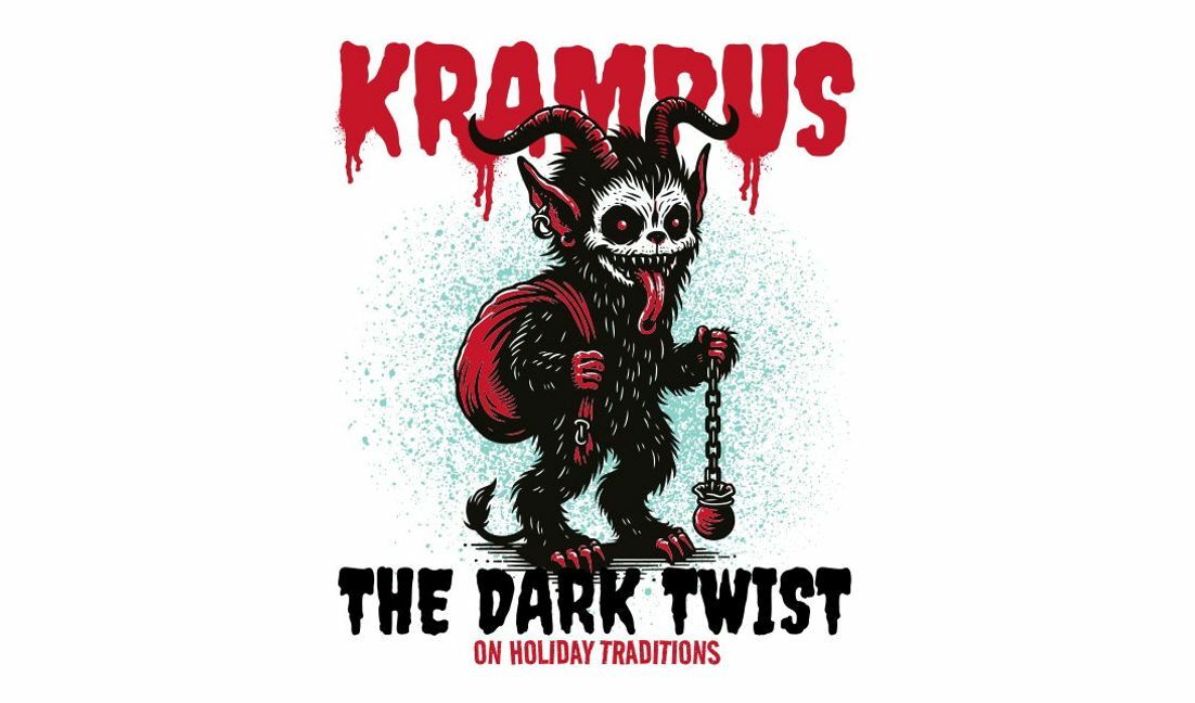 Modelo de design para camiseta Design de férias Krampus com um toque sombrio