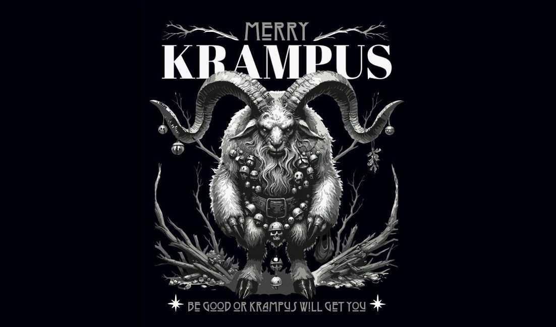 Modelo de design para camiseta Design gráfico para o feriado de Merry Krampus