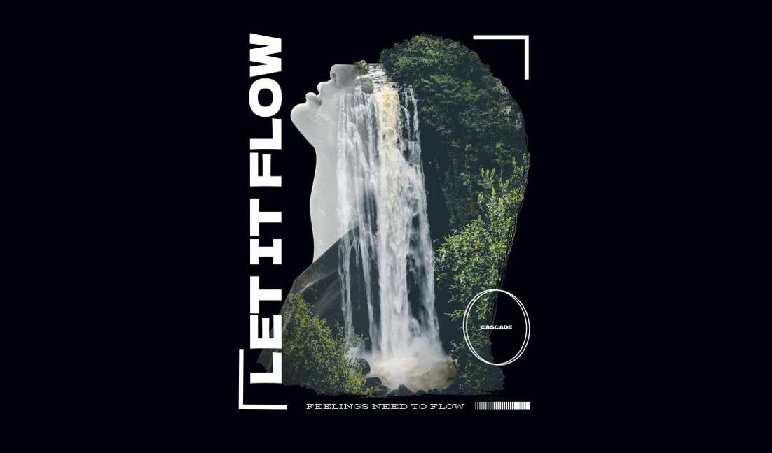 Inspirational waterfall and silhouette design t-shirt design template