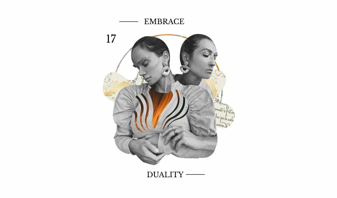Modelo de design para camiseta Abrace a impressão artística da dualidade