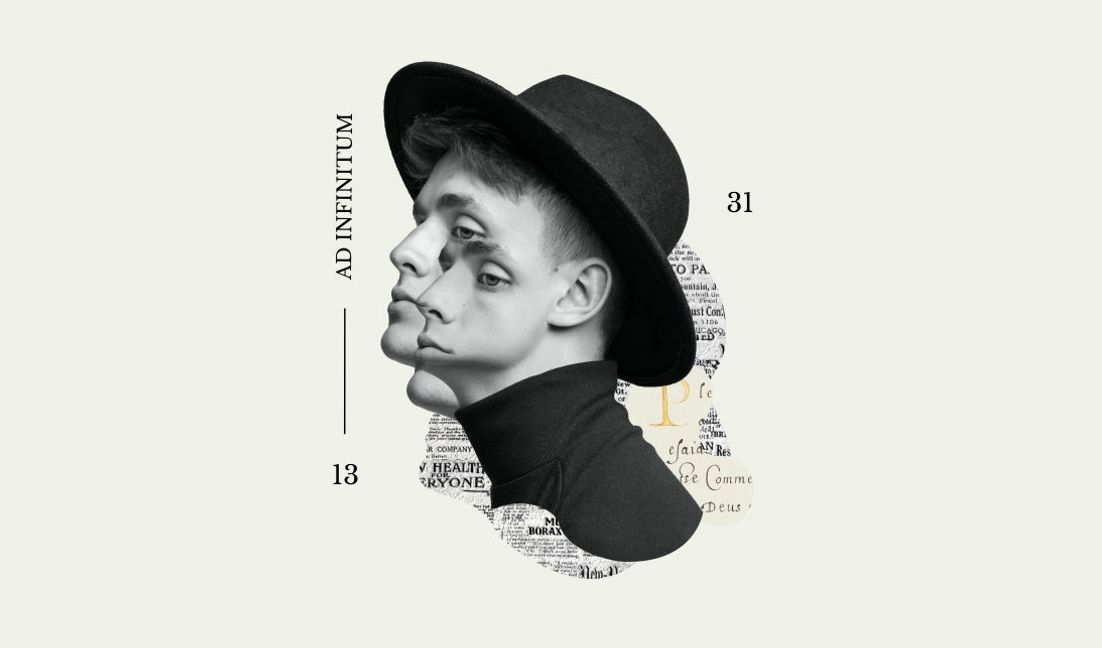 Stylish modern portrait with layered faces t-shirt design template