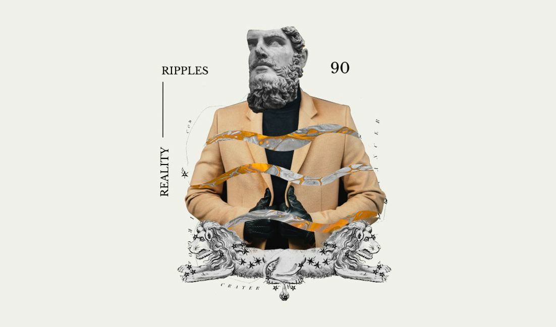 Modelo de design para camiseta Arte de colagem surreal com uma estátua clássica e elementos de design moderno