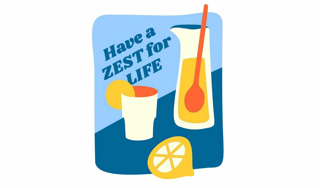 Cheerful zest for life quote design t-shirt design template