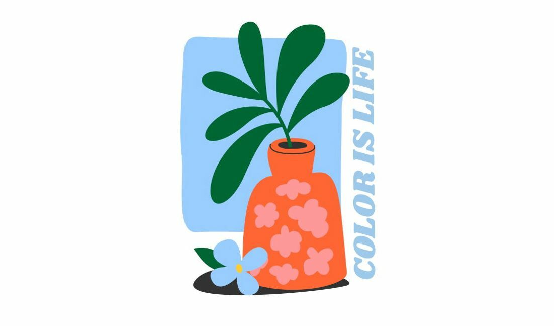 Bold floral vase illustration with motivational quote t-shirt design template