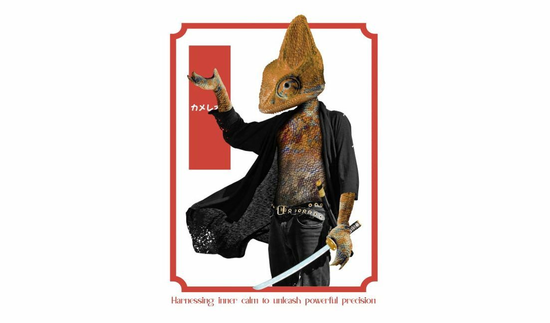 Creative chameleon character design with motivational quote t-shirt design template