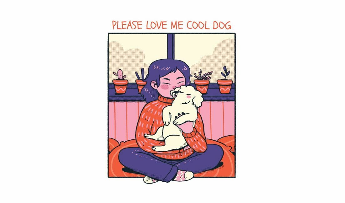 Playful pet love illustration t-shirt design template