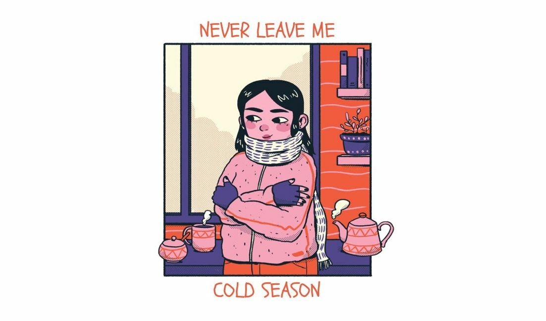 Whimsical cold season illustration with cozy quotes t-shirt design template