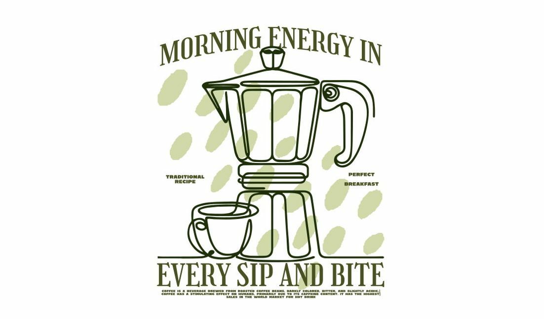 Modelo de design para camiseta Design de pôster de energia matinal para amantes de café