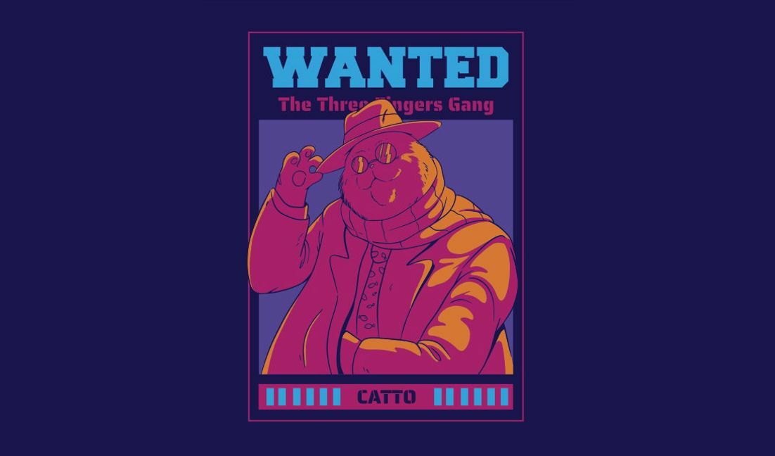 Playful cat detective wanted poster design t-shirt design template
