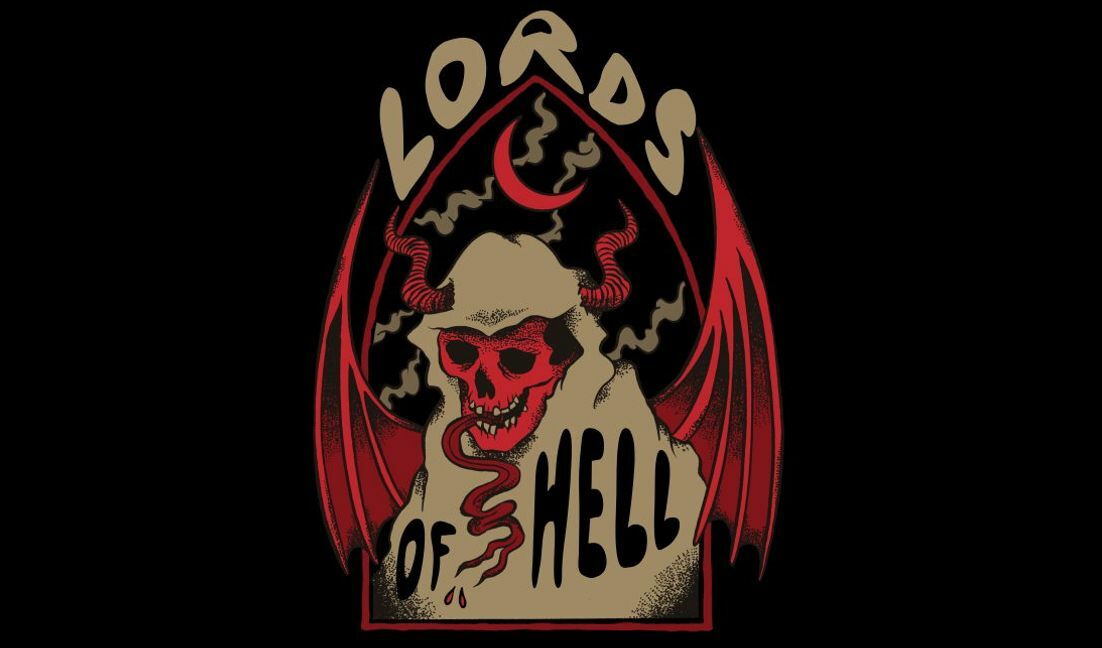 Modelo de design para camiseta Design gótico de caveira e diabo