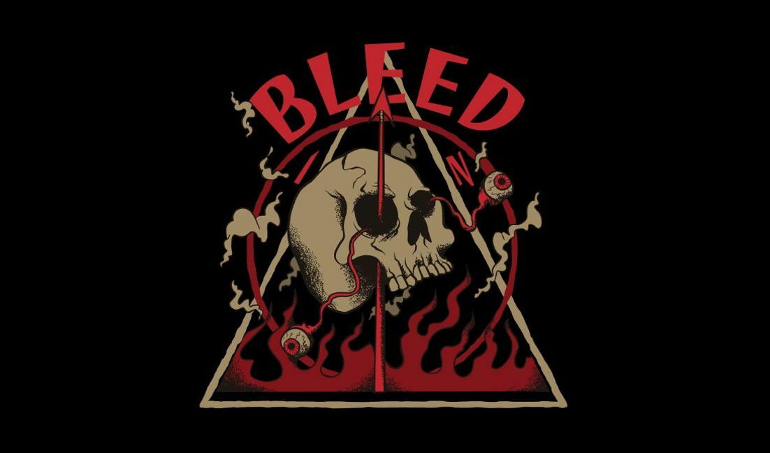 Modelo de design para camiseta Design gráfico de caveira nervosa e sangramento