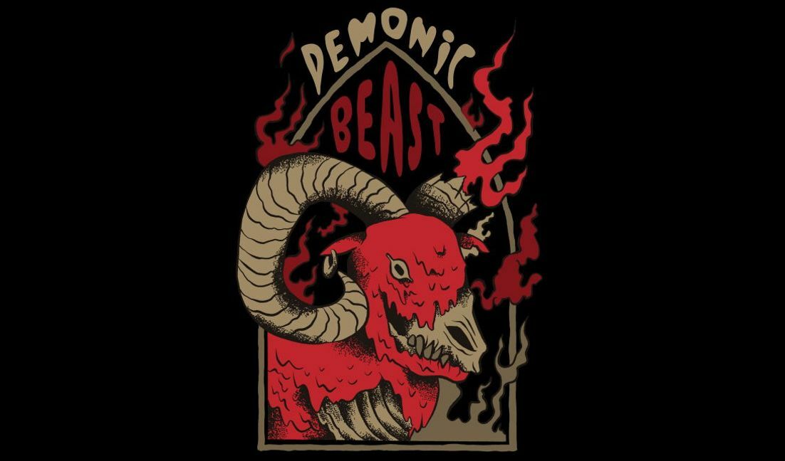 Modelo de design para camiseta Ilustração gráfica de besta demoníaca