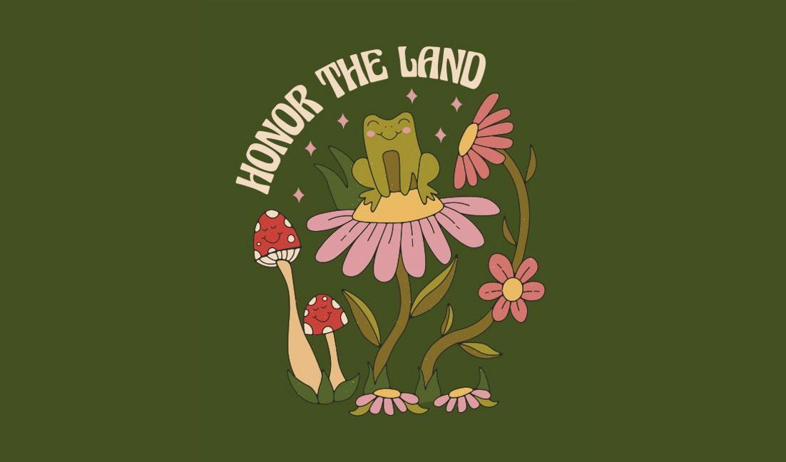 Playful nature-inspired frog and flower design t-shirt design template