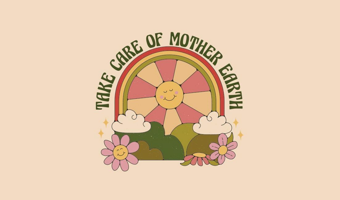 Modelo de design para camiseta Design inspirado no vintage da Mãe Terra