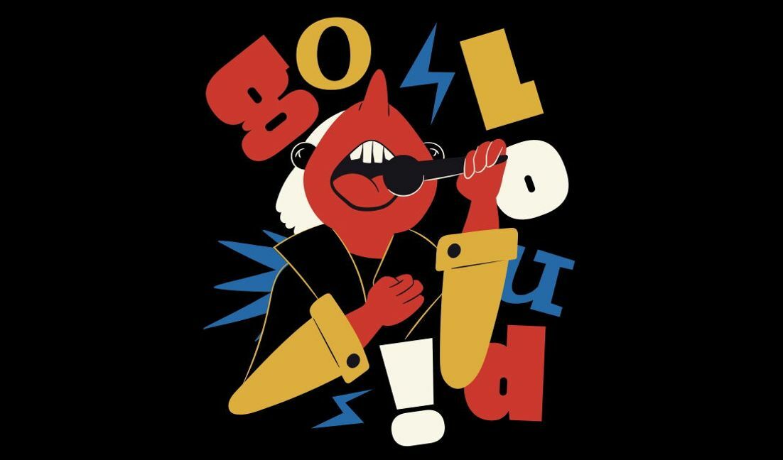 Modelo de design para camiseta Ilustração ousada com tema musical e tipografia energética