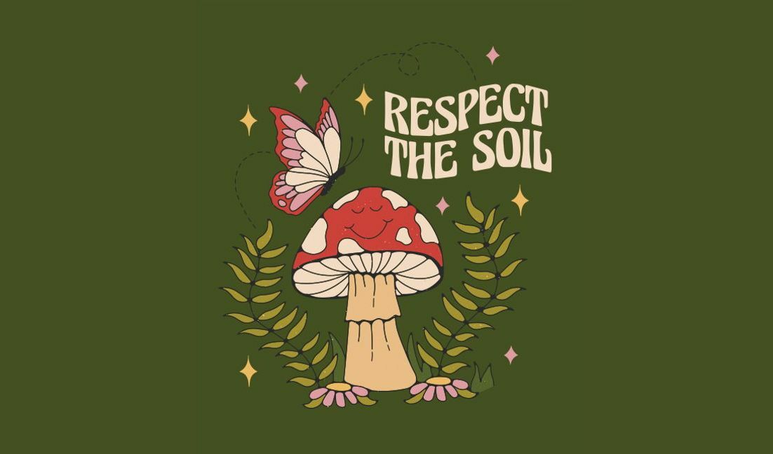 Whimsical mushroom and butterfly design with quote t-shirt design template