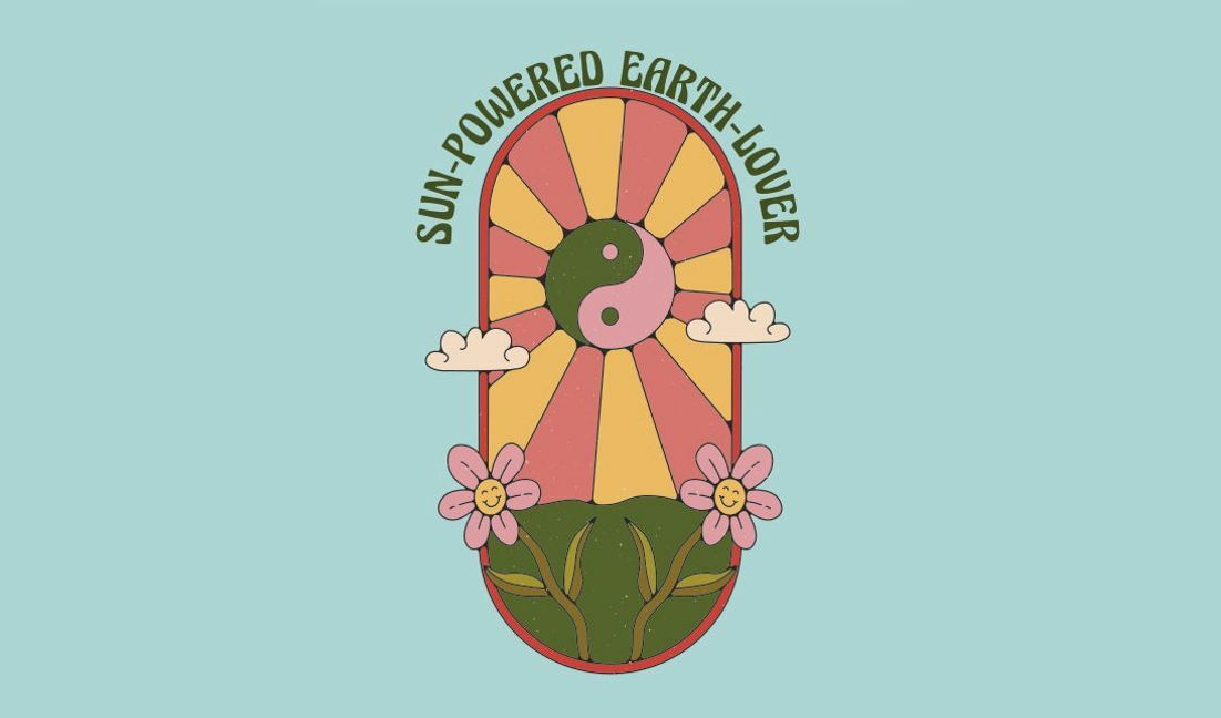 Whimsical sun-powered earth lover design t-shirt design template