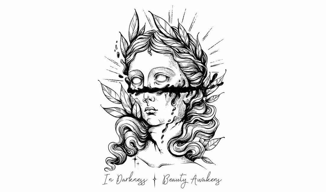 Artistic illustration of a goddess with a powerful quote t-shirt design template