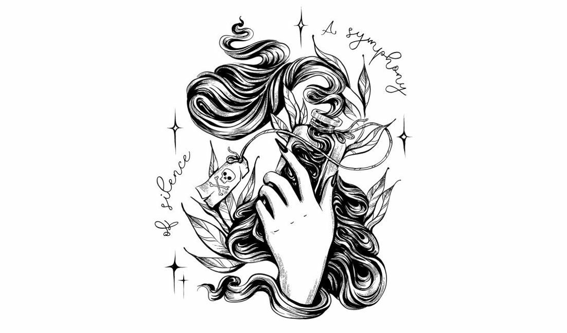 Intricate hand-drawn illustration of a mystical potion t-shirt design template