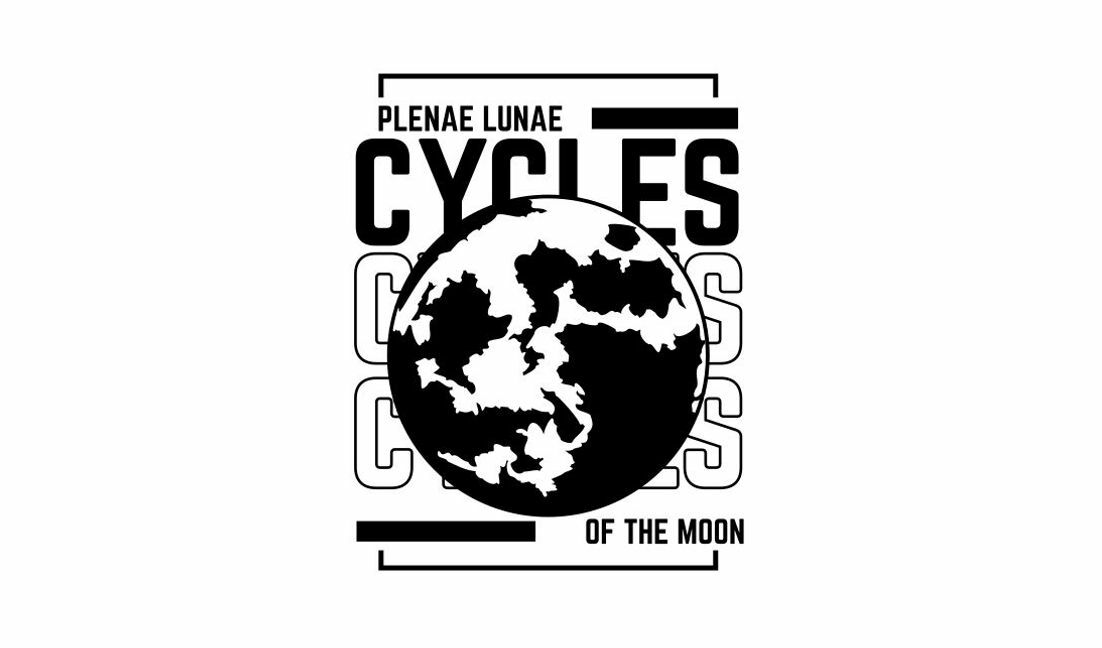 Plantilla de diseño para camiseta Diseño audaz de ciclos lunares con motivos terrestres.