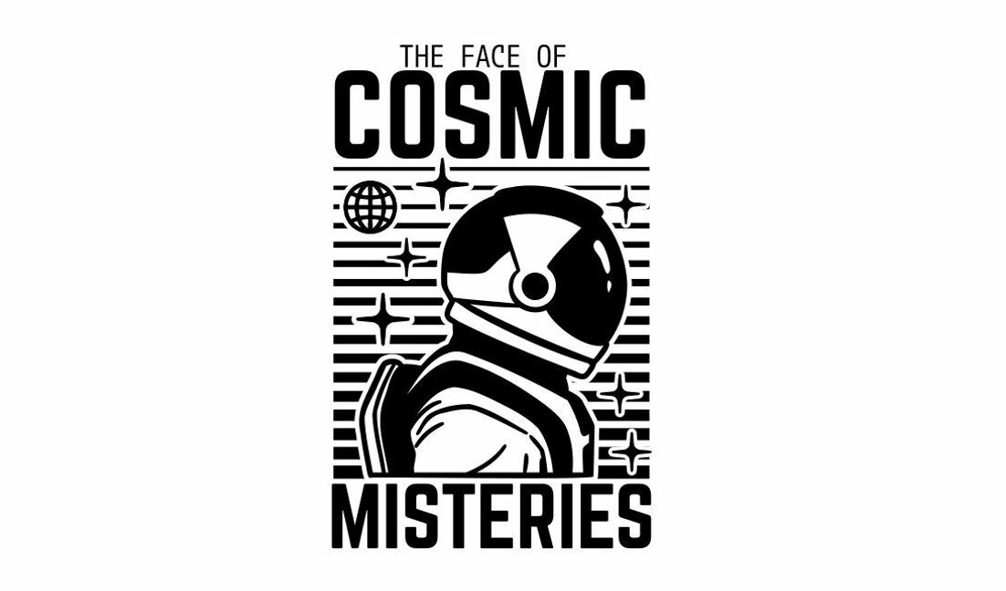 Plantilla de diseño para camiseta Diseño gráfico de astronautas que presenta misterios cósmicos.