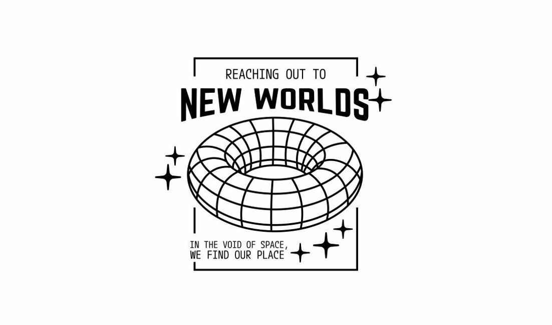 Modelo de design para camiseta Design gráfico com tema de astronauta e citação motivacional