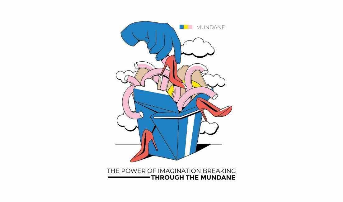 Modelo de design para camiseta Ilustração criativa da imaginação rompendo com a mundanidade
