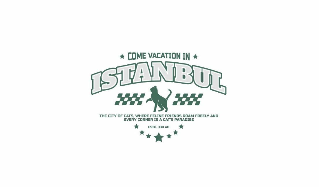 Plantilla de diseño para camiseta Diseño divertido de vacaciones con gatos en Estambul