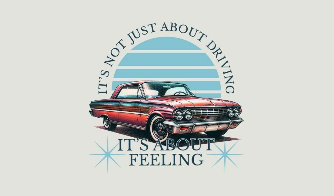 Modelo de design para camiseta Design de carro clássico com citação motivacional