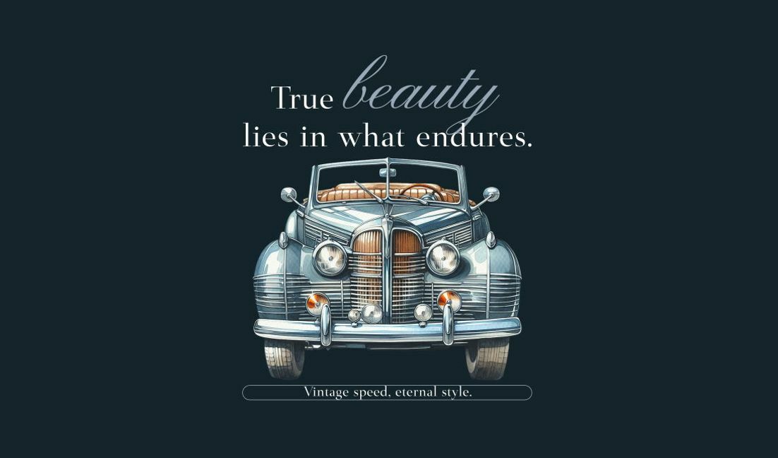 Vintage car art with elegant quote t-shirt design template