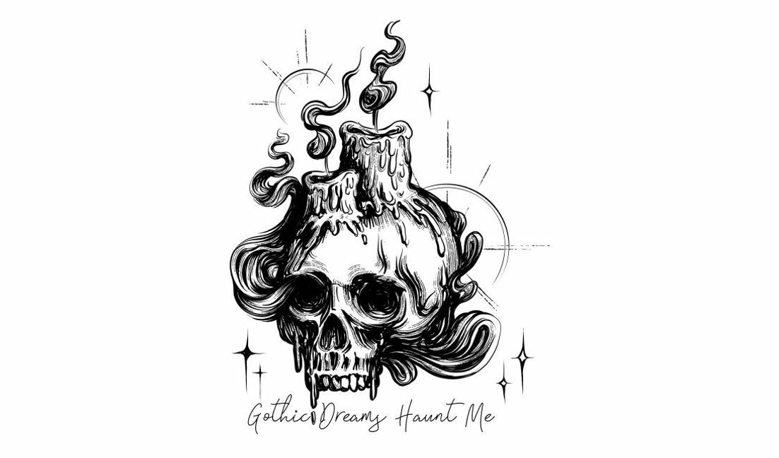 Modelo de design para camiseta Design de caveira de vela gótica com elementos sonhadores