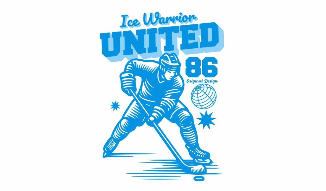 Plantilla de diseño para camiseta Diseño gráfico dinámico de jugador de hockey sobre hielo
