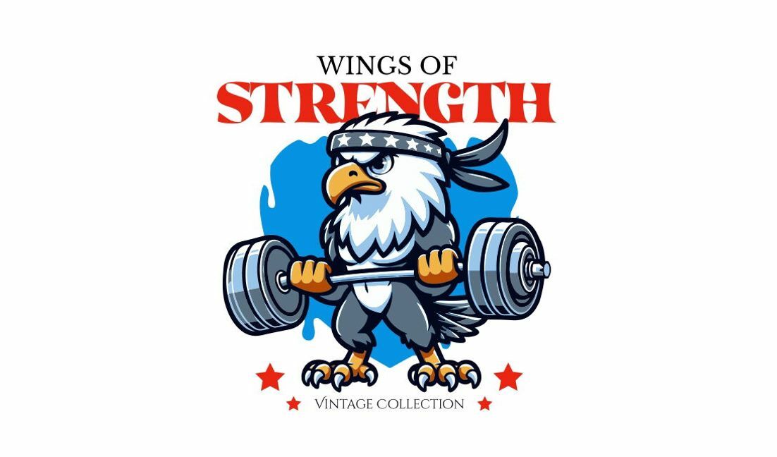 Vintage eagle weightlifting graphic design t-shirt design template