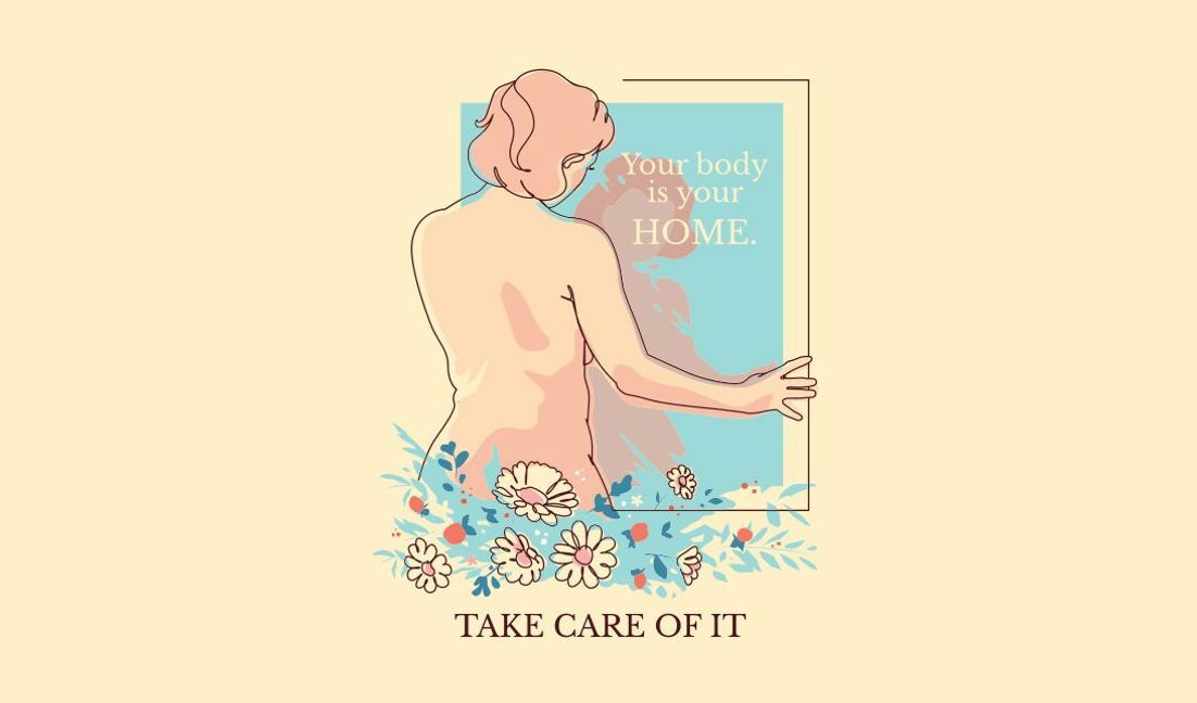 Empowering body positivity illustration t-shirt design template