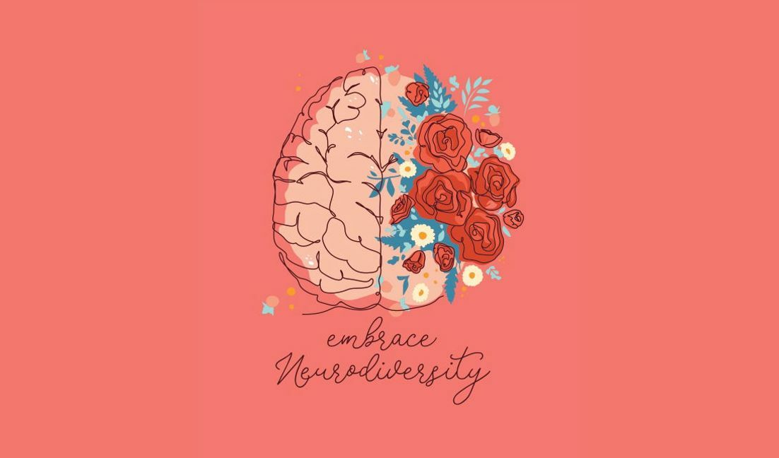Embrace neurodiversity floral brain design t-shirt design template
