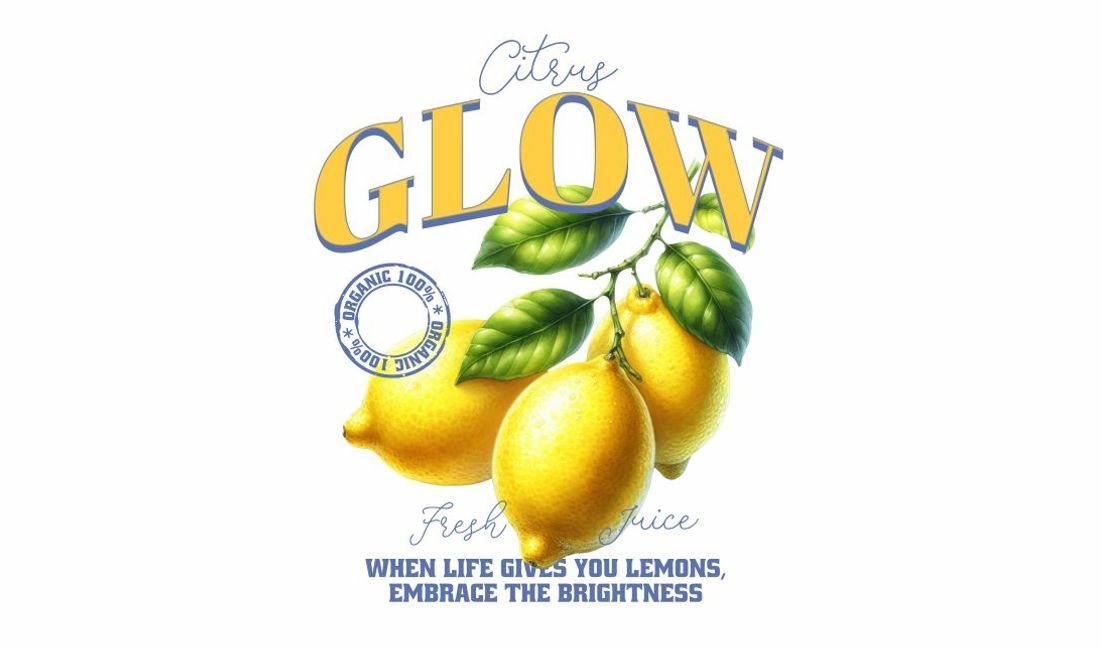 Citrus glow lemon juice quote design t-shirt design template