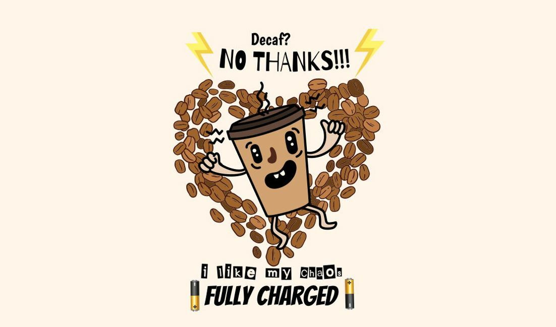 Plantilla de diseño para camiseta Diseño divertido para amantes del café con temática de corazón.