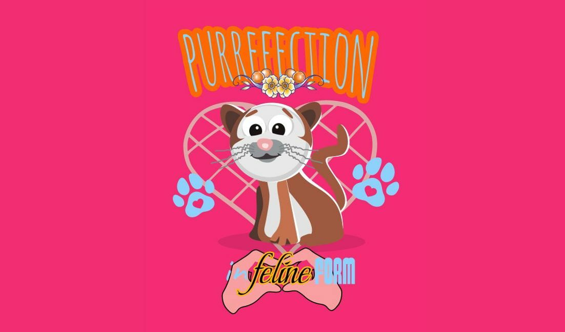 Verspieltes Katzendesign mit Purfection-Zitat T-Shirt-Designvorlage