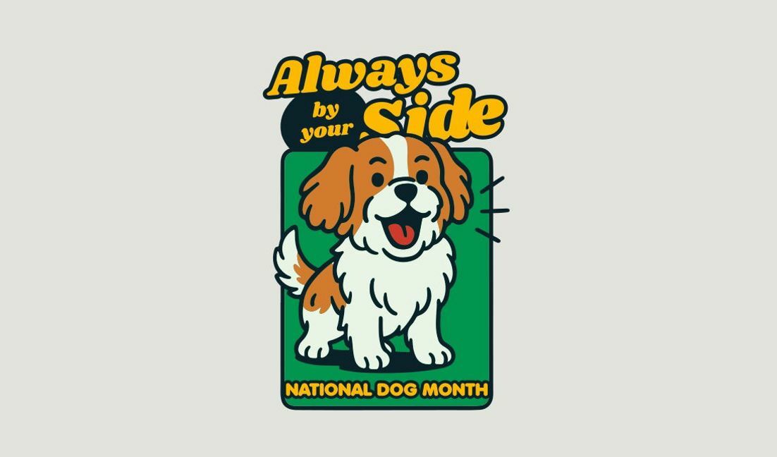 Modelo de design para camiseta Ilustração de cachorro brincalhão para o mês nacional do cão