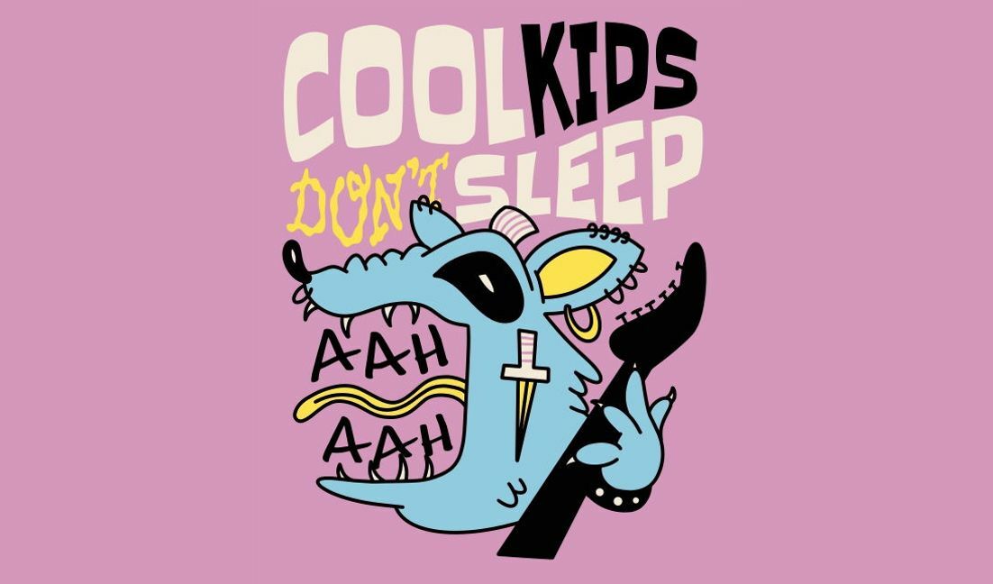 Playful kids graphic design with cool wolf motif t-shirt design template