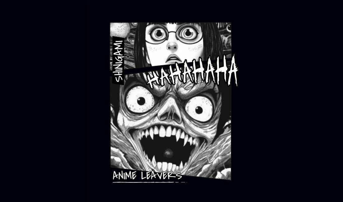 Dynamic anime-style illustration featuring shinigami theme t-shirt design template