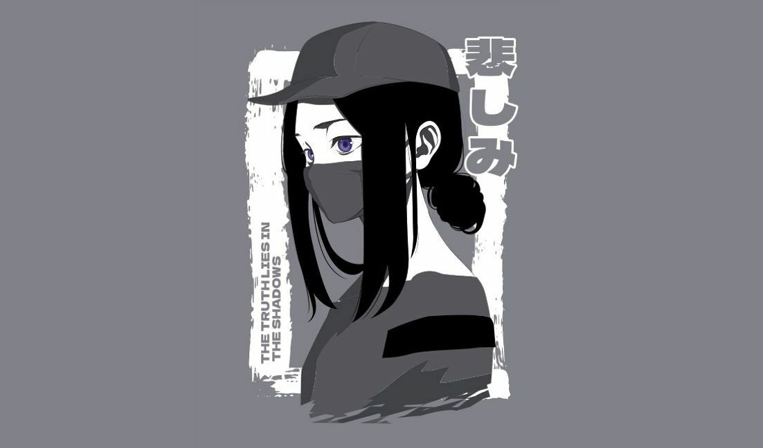 Modelo de design para camiseta Ilustração estilosa de personagem de anime com texto significativo