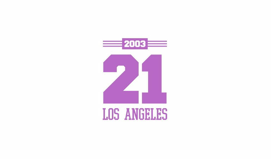 Plantilla de diseño para camiseta Elegante diseño deportivo de Los Ángeles con 21 y 2003